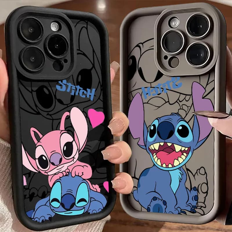 Cover per telefono in silicone con cartone animato Lilo & Stitch per iPhone 17E 11 12 13 14 15 16 17 Pro Max Fundas 17 Air 15 Plus 16e 13 Mini