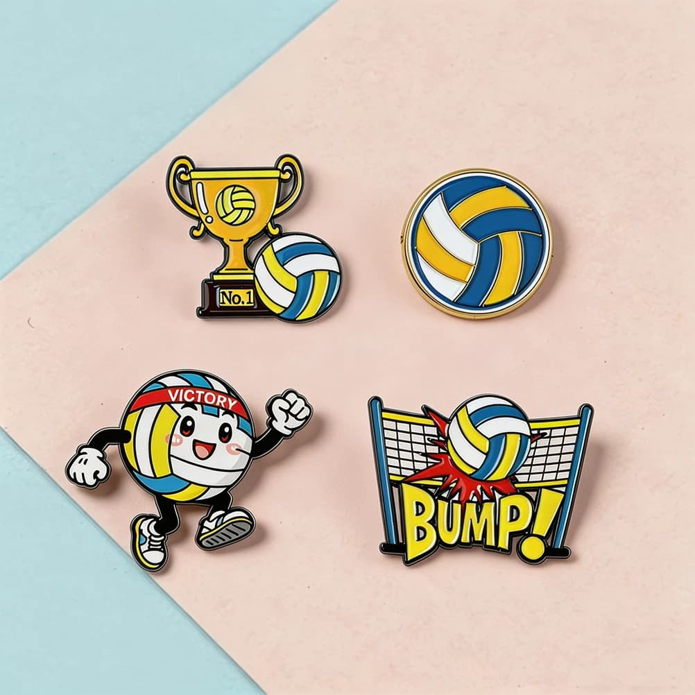 Spille smaltate rigide a tema pallavolo per amanti dello sport, accessori per borse, zaini, giacche, gioielli, spille decorative, distintivi a trofeo, regalo per amici