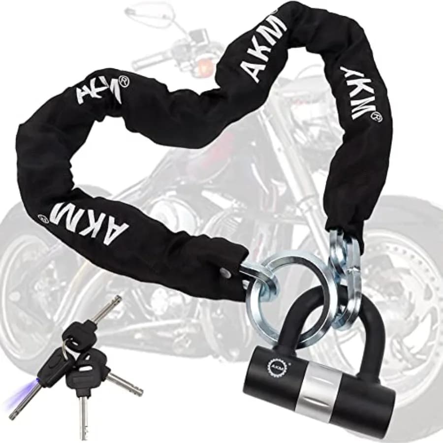 Lucchetto a Catena per Bicicletta Ultra Resistente 120cm, Spessore 12mm, Antifurto con 4 Chiavi per Bici, Ciclomotore, Scooter, Moto in Nero