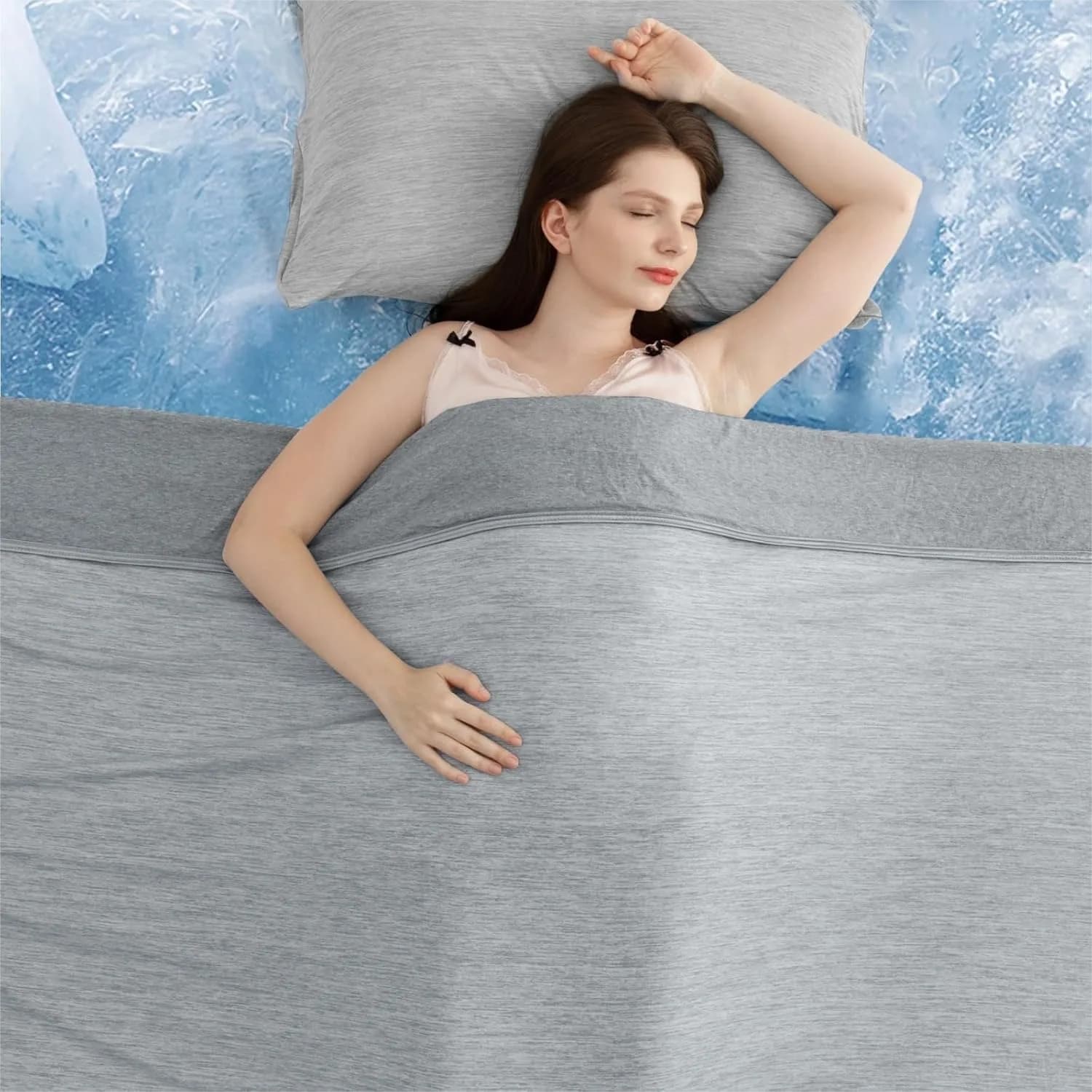 Coperta Rinfrescante Twin per Chi Soffre il Caldo, Fibra Arc-Chill Assorbe il Calore per Mantenere il Corpo Fresco, Coperte Leggere Estive Rinfrescanti Grigie
