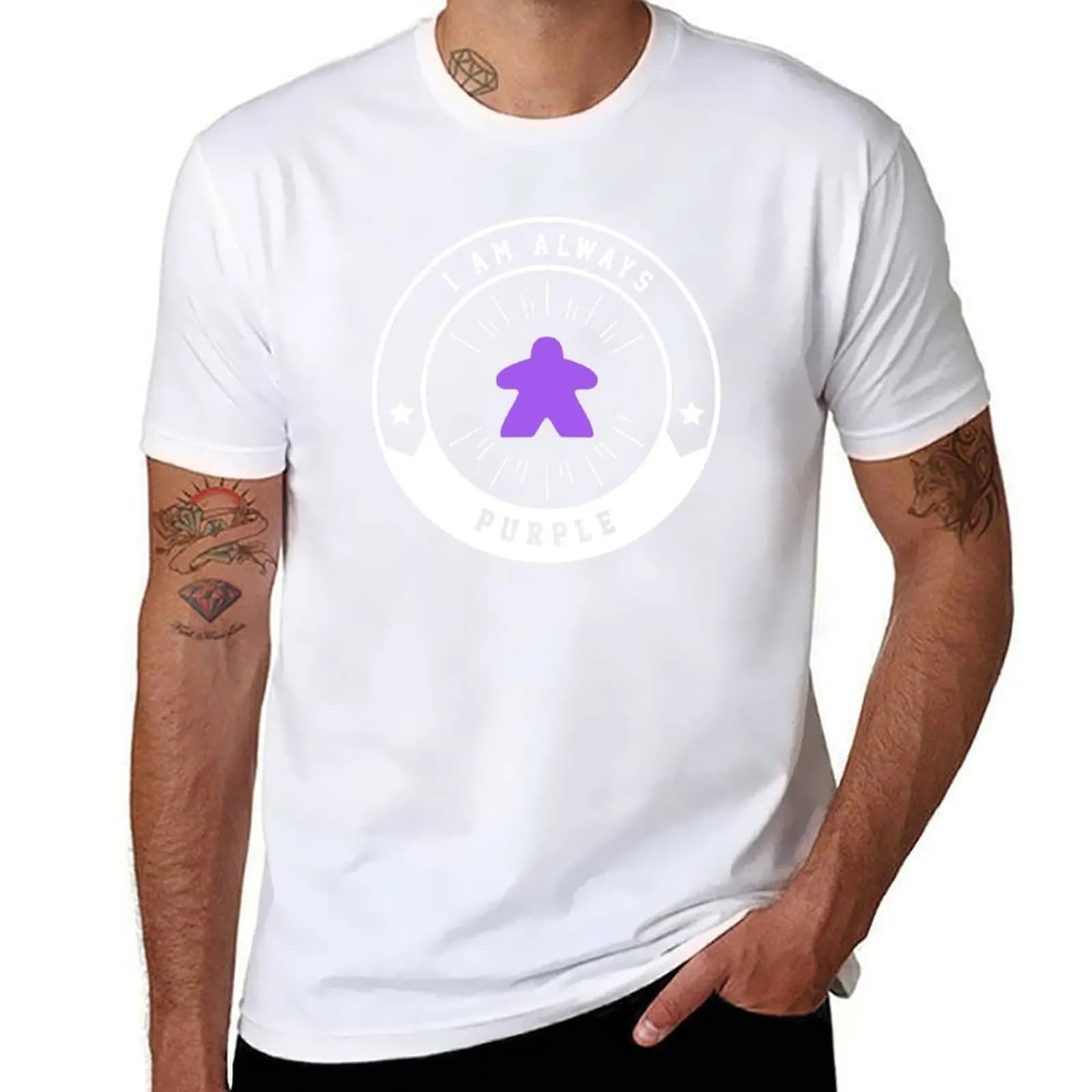 I Am Always Purple Meeple - T-shirt per appassionati di giochi da tavolo e Meeples, maglietta per feste natalizie