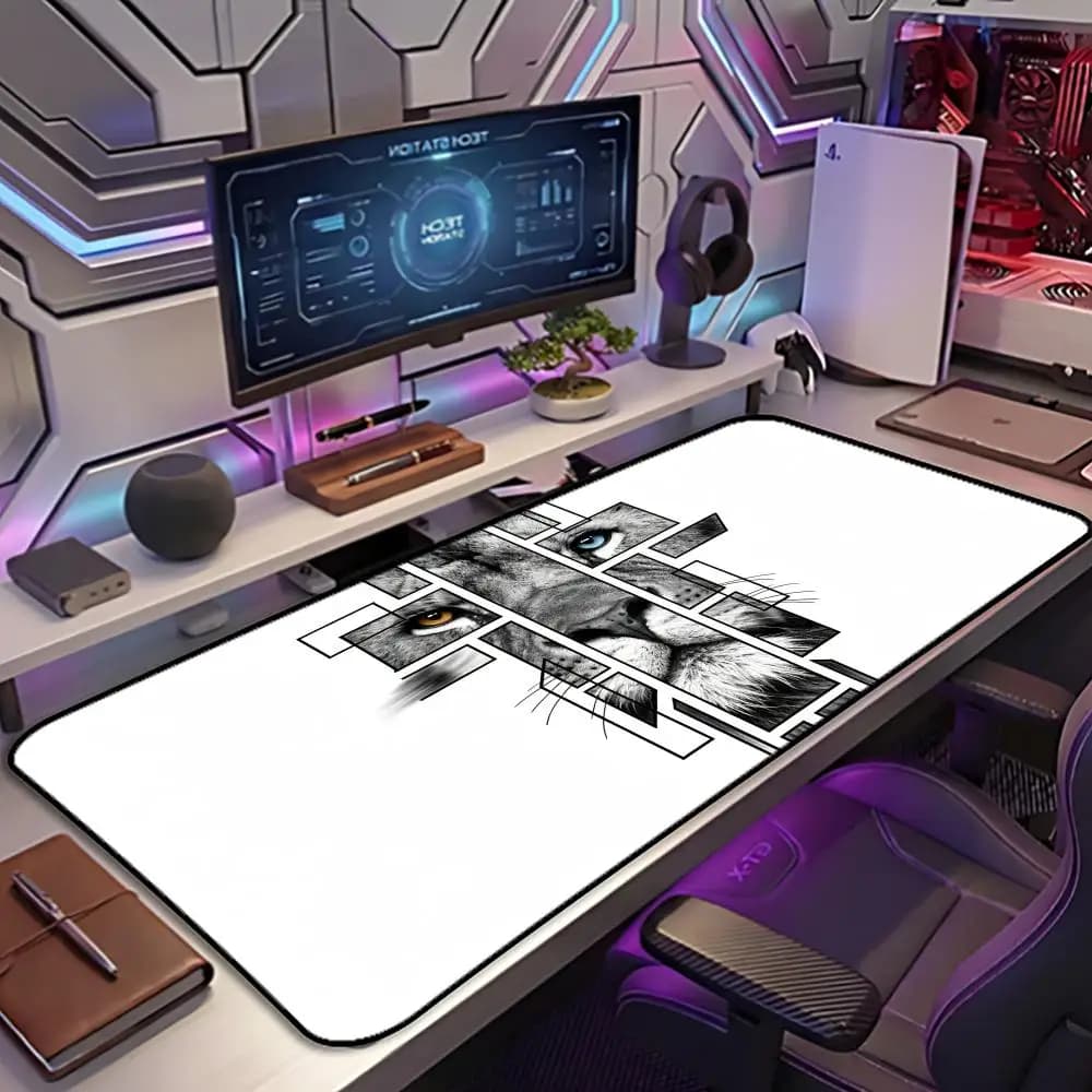 Cushion Mouse Pad white lion Large Desk Accessory Aesthetic Gaming Mousepads Mousepad XXL Non-slip Laptop Tablet Mat PC Playmat