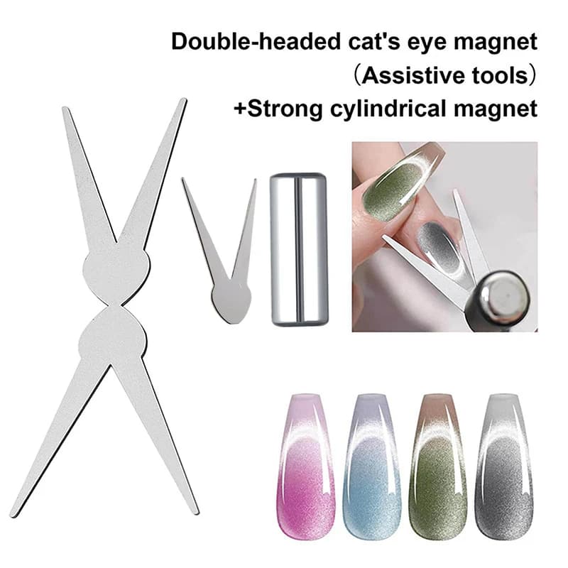 Double-head French Nail Art Magnet Set Cat Eye Magnetic Rod Combination Nail Art DIY V-Shaped Effect Gel Nail Polish Magnet