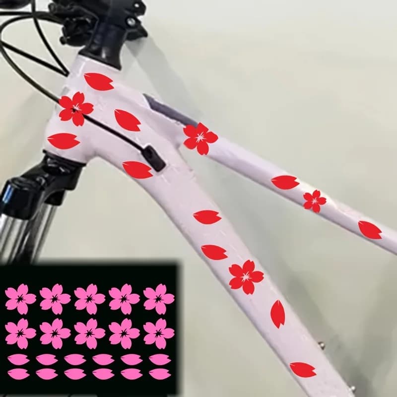 JDM Cherry Blossom Motorcycle Helmet Sticker Waterproof Sun-proof Red Floral Decal for Bike Scooter