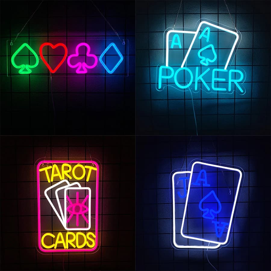 Tarot Cards Insegne al neon per la decorazione della parete, tarocchio Led Neon Light Sign per camera da letto Casino Bar Hotel Sala giochi Decorazioni per feste di compleanno