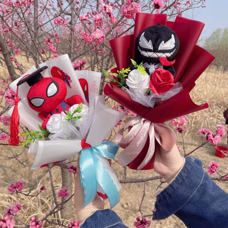 Peluche originali di Spider-Man, Hulk, Capitan America e Iron Man, bouquet creativi, regali di Natale e compleanno