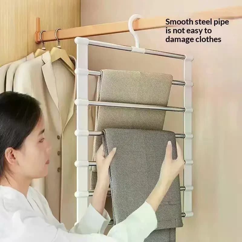 Multi-Layer Pants Hanger Space Saving Closet Organizer Foldable Trousers Clothes Rack Wardrobe Storage Home Organization 1/2pcs