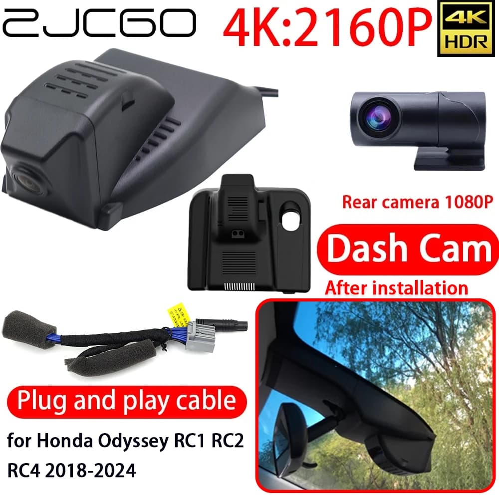 ZJCGO 4K Auto DVR Dash Cam Wifi Sony Front Camera Front 24 Hour Monitor Recording for Honda Odyssey RC1 RC2 RC4 2018-2024