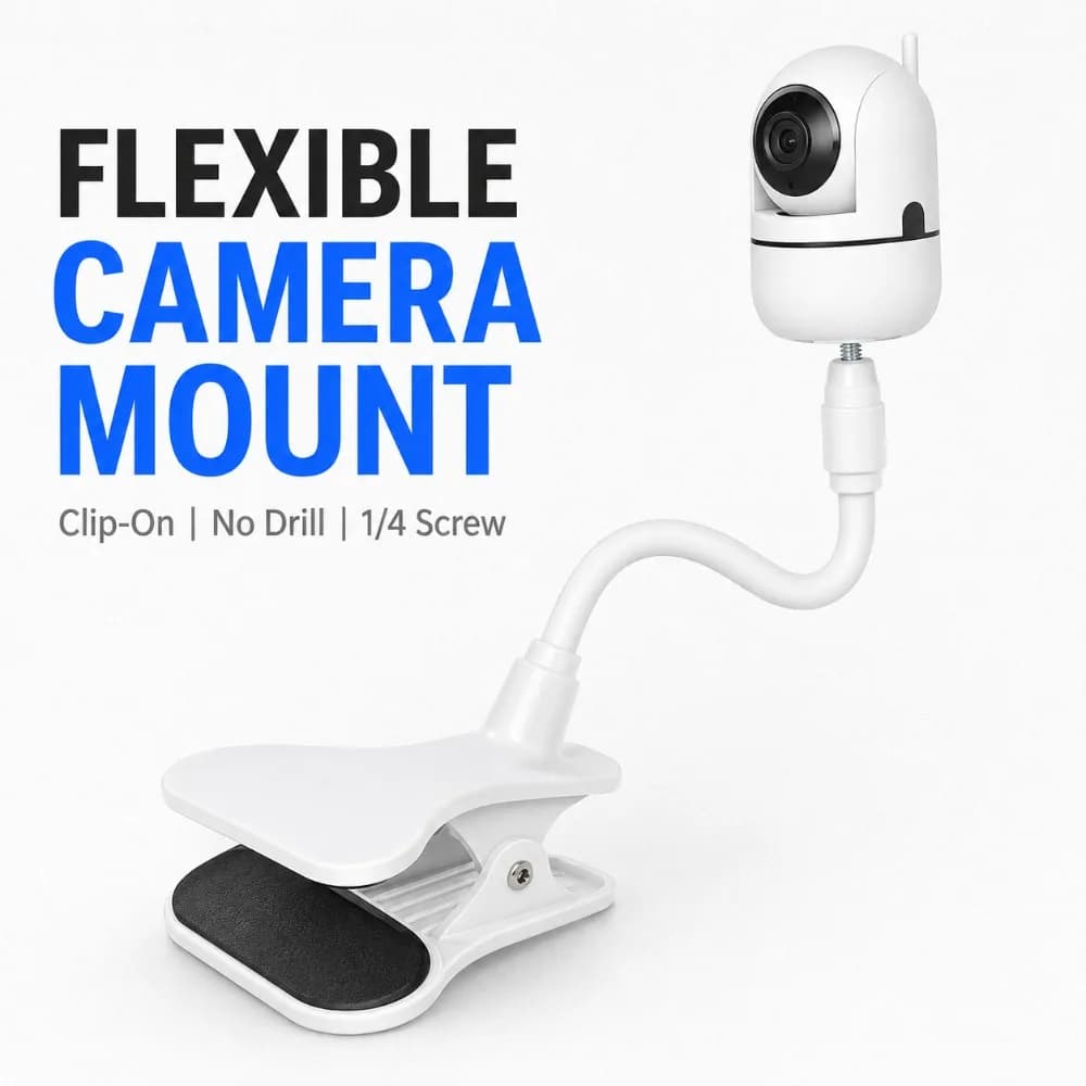 Flexible Bendable Camera Clamp Bracket Mount Stand Holder for Baby Monitor Webcam No Screw Punch Free Desk Base Portable