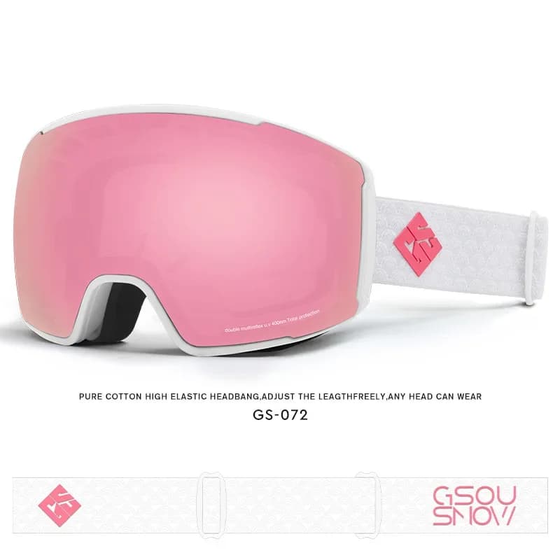 GSOU SNOW Occhiali da sci con lenti polarizzate magnetiche a doppio strato Sci antiappannamento UV400 Occhiali da snowboard per sport invernali sulla neve