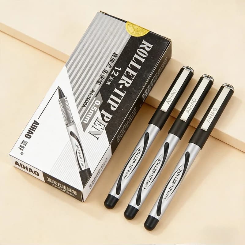 Set di 12 Penne a Sfera Liquida per Ufficio, Penne per Firma a Base d'Acqua, Punta da 0,5mm, Penne Gel per Studenti, Cancelleria