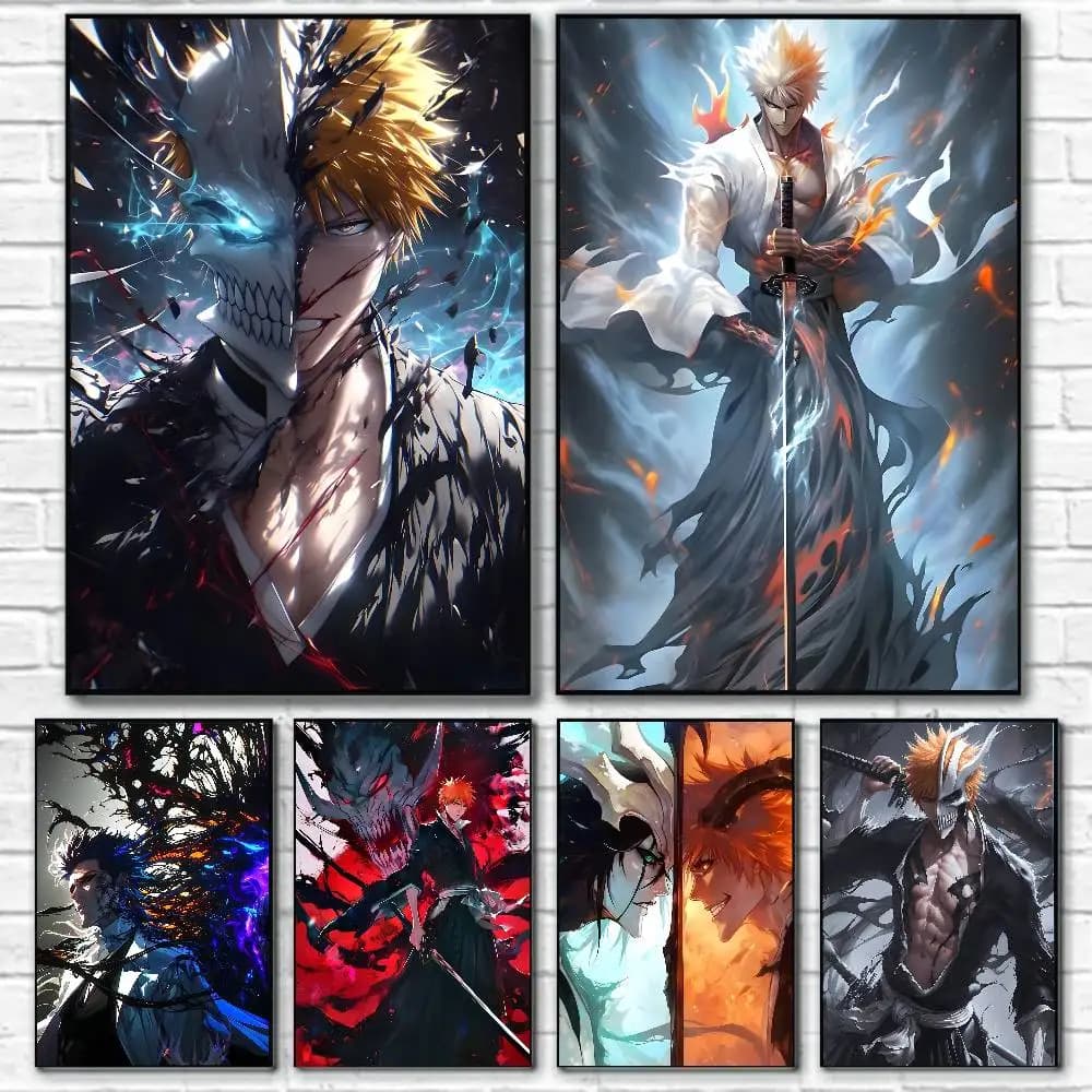 B-Bleach K-Kurosaki I-Ichigo Anime Poster Canvas painting poster with prints Home bedroom living room decoration gift