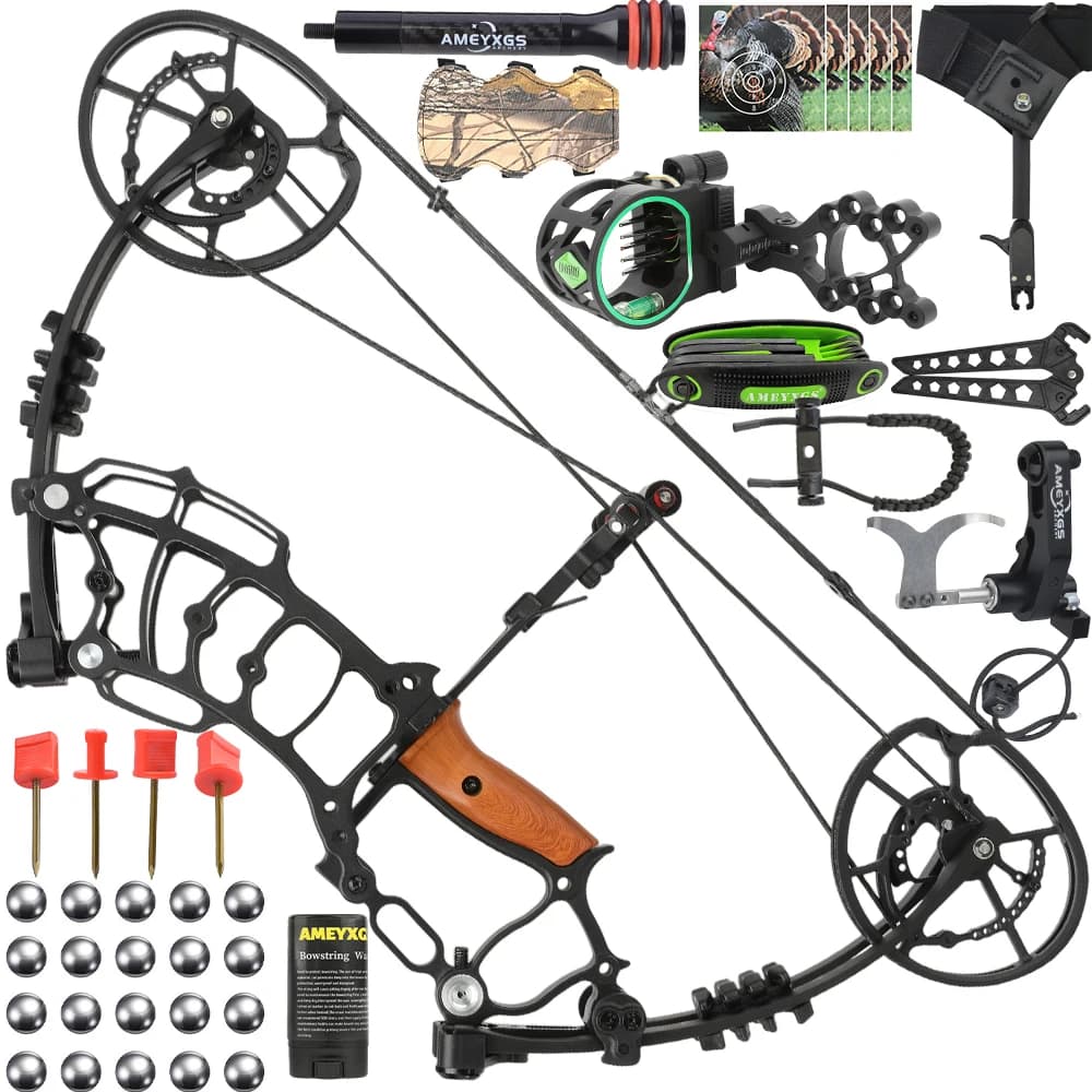 Archery Ball Dual-use Bow 30-60lbs Compound Bow 19 Inch Axle Shooting Steel Ball 420FPS Let off 80% Hunting Target Right Hand