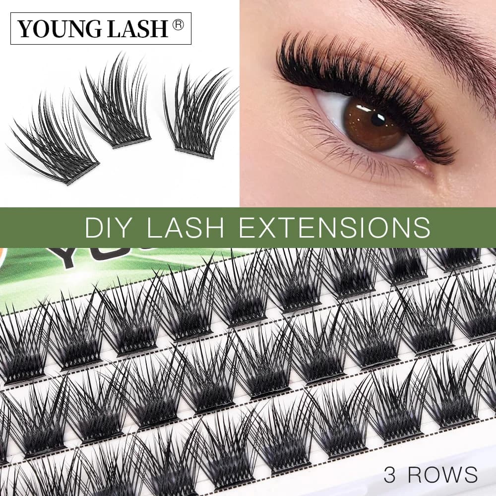 YOUNG LASH Ciglia fai da te Cluster Ciglia Estensioni CD Curl Premade Volume Ventole Ciglia finte russe Trucco naturale