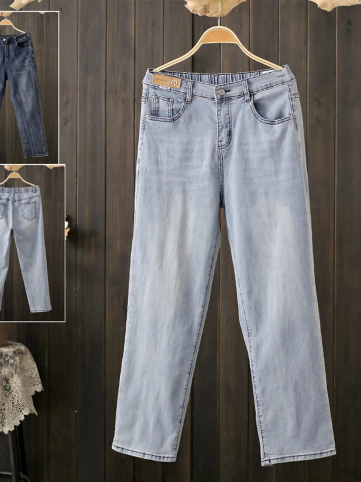 High Waist Straight Leg Retro Denim Jeans Women's Pear Shape Body Slimming Elastic Smoke Tube Pants Spring Summer plus Size