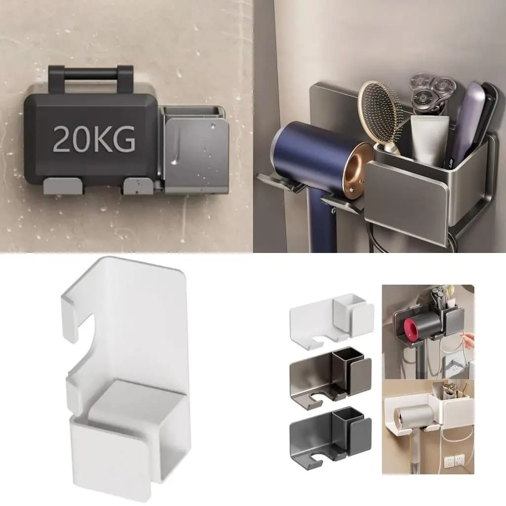 E8bd comodo supporto per asciugacapelli autoadesivo con disegni regolabili per applicazioni per il bagno per casa e l'hotel