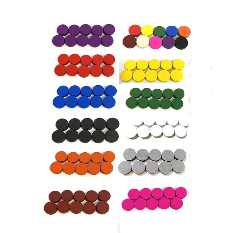 Token di gioco 100 pezzi Pezzi di gioco in legno Pawn/Gioco da tavolo per scacchi/Accessori per giochi educativi 8 colori 10 * 5 mm