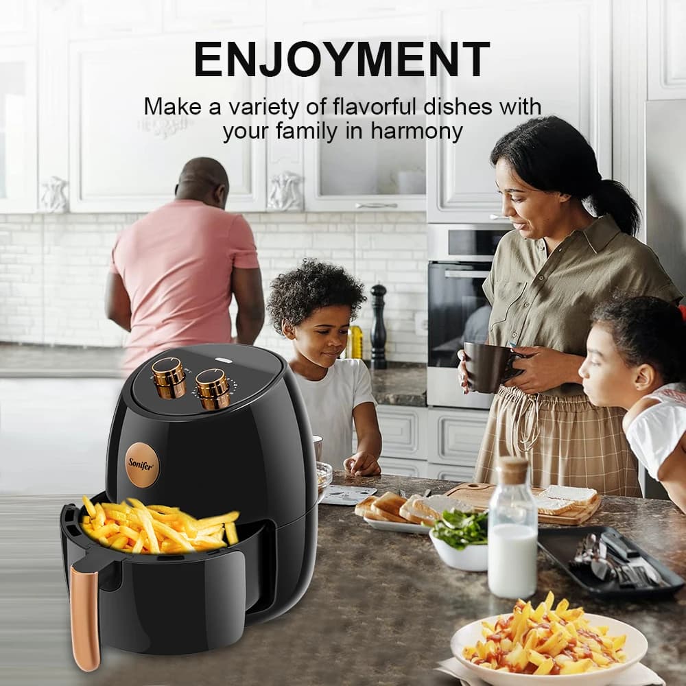 Air Fryer Sonifer SF-1039 4.5L 1500W Dual Knob Non Stick Basket 80-200°C Oil Free Cooker for Home Kitchen