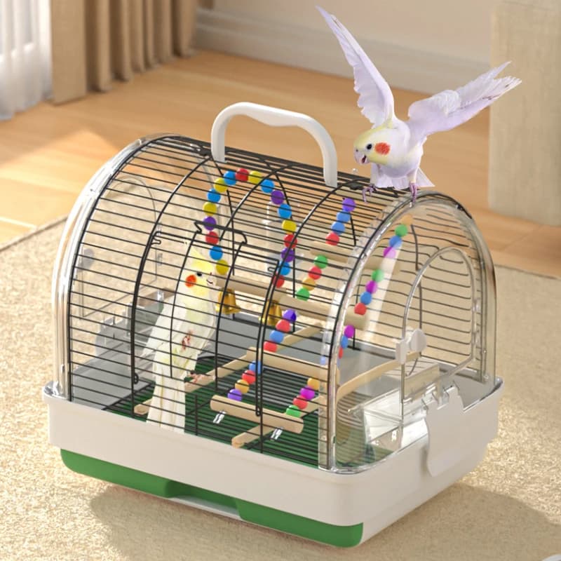 Borsa Portatile per Uccelli da Esterno, Piccola Gabbia Interattiva a 3 Porte in Ferro Multidirezionale, Attrezzatura da Viaggio per Piccoli Animali con Ventilazione