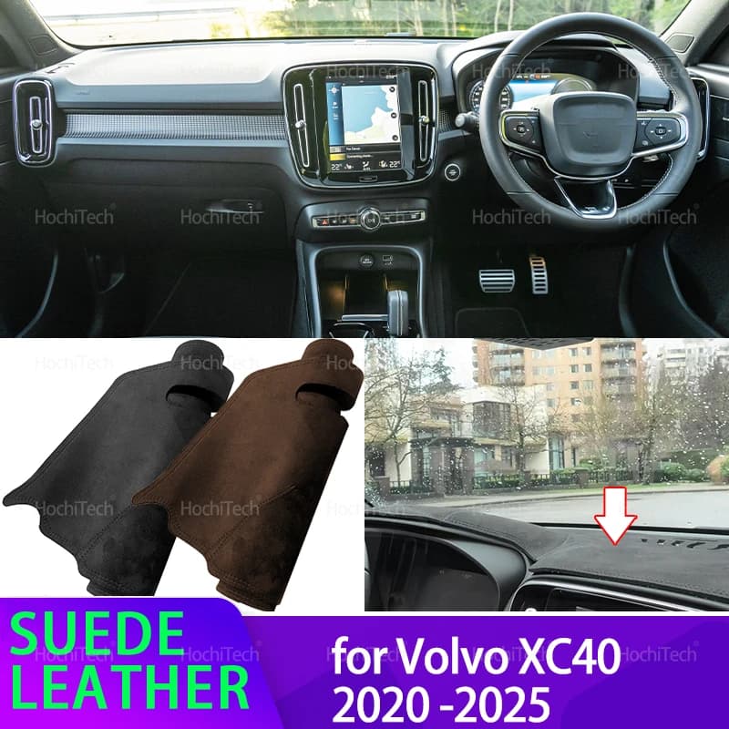 Dash Zerbino in pelle scamosciata Dash Zerbino Copertura Cruscotto Pad Parasole Tappeto Accessorio per auto per Volvo XC40 2020 -2025 Dash Zerbino Coperture