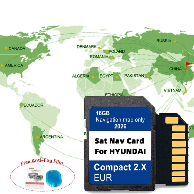 2026 per Hyundai Tucson H1 i20 Santa Fe Grand Santa Fe GEN2 Navigatore Compact 2.X Mappe Sat Nav Europa Regno Unito Scheda SD SAT NAV 16GB