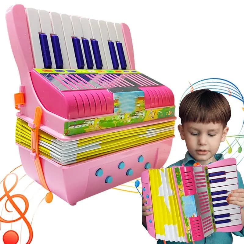 Giocattolo per fisarmonica per bambini Giocattolo per fisarmonica 6 bassi 17 tasti Pulsante Fisarmonica Giocattolo educativo Strumento musicale leggero prescolare per