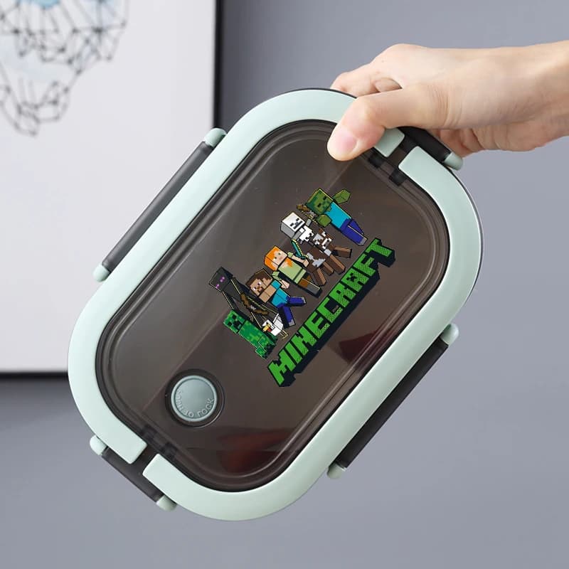 Porta Pranzo Bento a Tema Miner Crafted, Contenitore Portatile per Frutta e Alimenti, Scatola per Pranzo da Microonde, Contenitore Fresco per Picnic, Regali per Bambini e Bambine