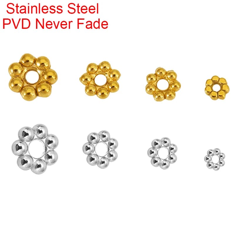 30 pieces never fade stainless steel beads lot 3mm 4mm 5mm 6mm PVD loose jewelry spacer beads DIY necklace bracelet making
