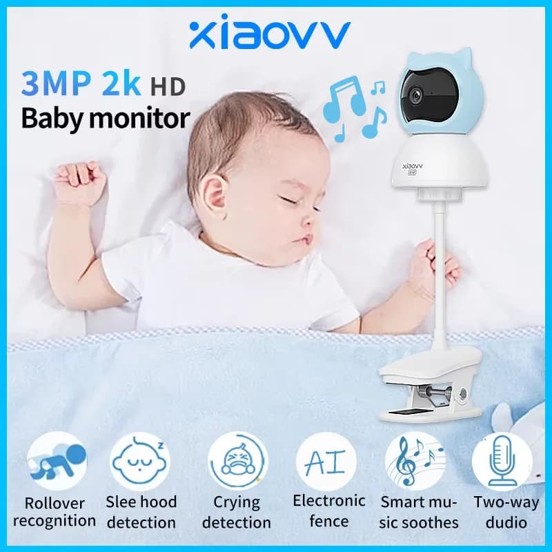 XIAOVV 4MP Baby Monitor WiFi interno Audio bidirezionale Rilevazione movimento Visione notturna Protezione di sicurezza Telecamera di sorveglianza