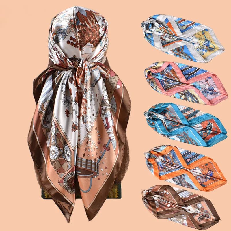 New Floral Luxury Women's Square Scarf, Elegant Hijab Women's Scarf, Soft Silk Scarf for Travel
