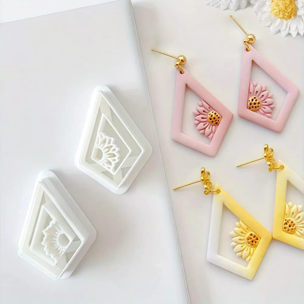 Flower Petal Soft Pottery Earrings Polymer Clay Cutter Flower Pattern Mold DIY Ceramic Earrings Jewelry Pendants Clay Tools