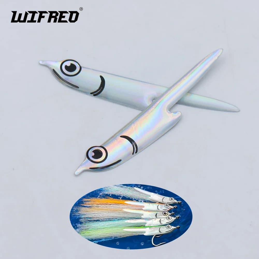 Wifreo 32 pz/48 pz Fleye Foil Maschera In Vinile Realistico Testa di Pesce Adesivo Fly Tying Materiale per Baitfish Surf Caramelle Pesca Alla Trota