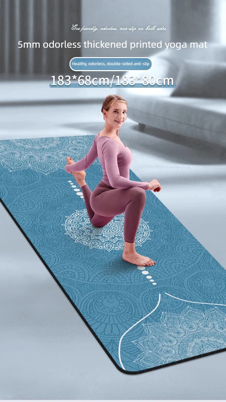 Tappetino Yoga in Gomma Naturale Scamosciata da 1,5 mm, Alta Resilienza, Morbido, Assorbimento degli Urti, Antiscivolo per Fitness, Palestra, Ginnastica ed Esercizi