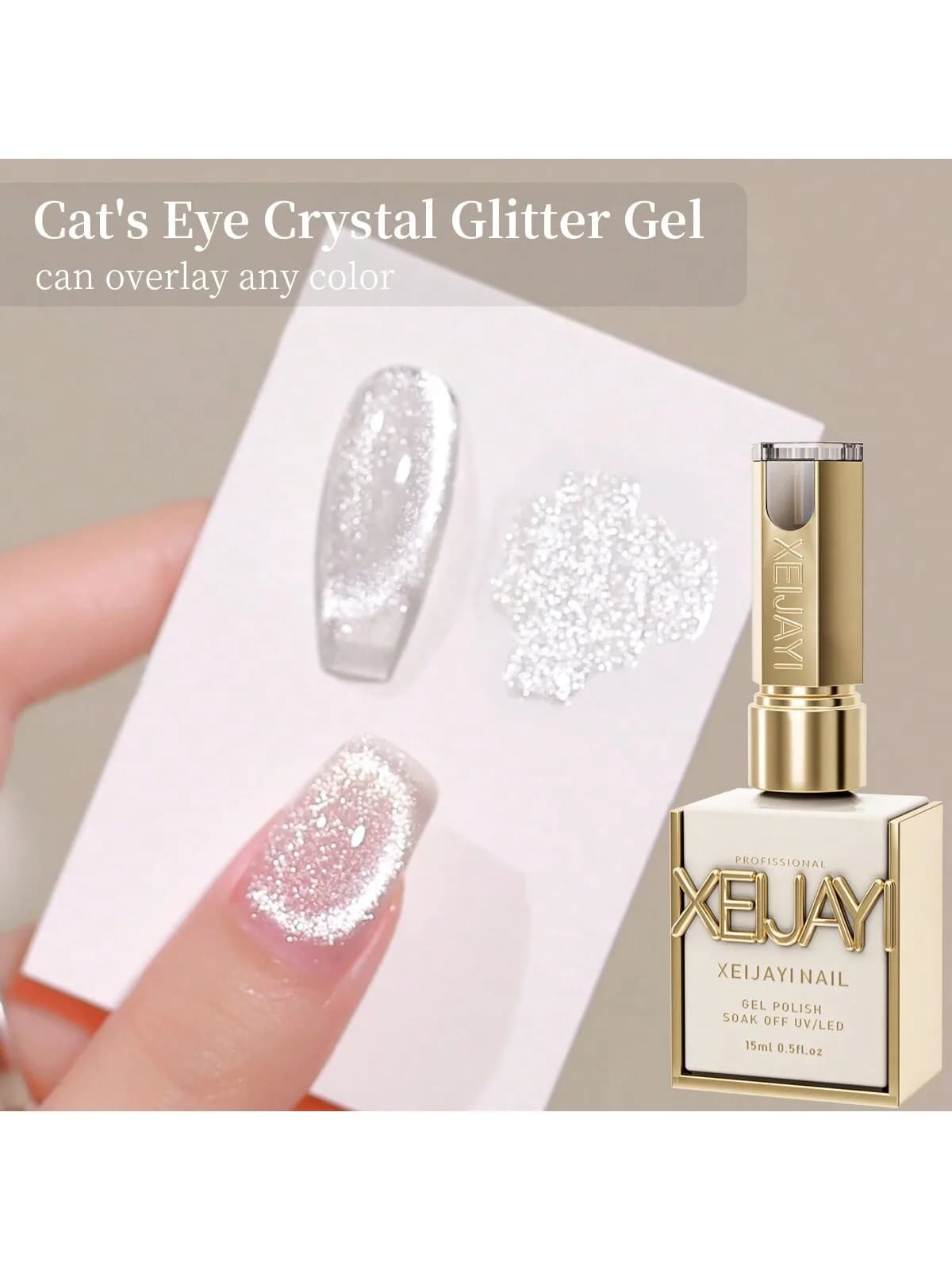 Universal gel enamel for cat eyes silver 15 ml. Sparkling, magnetic. UV/LED lamp required. For your home and living room