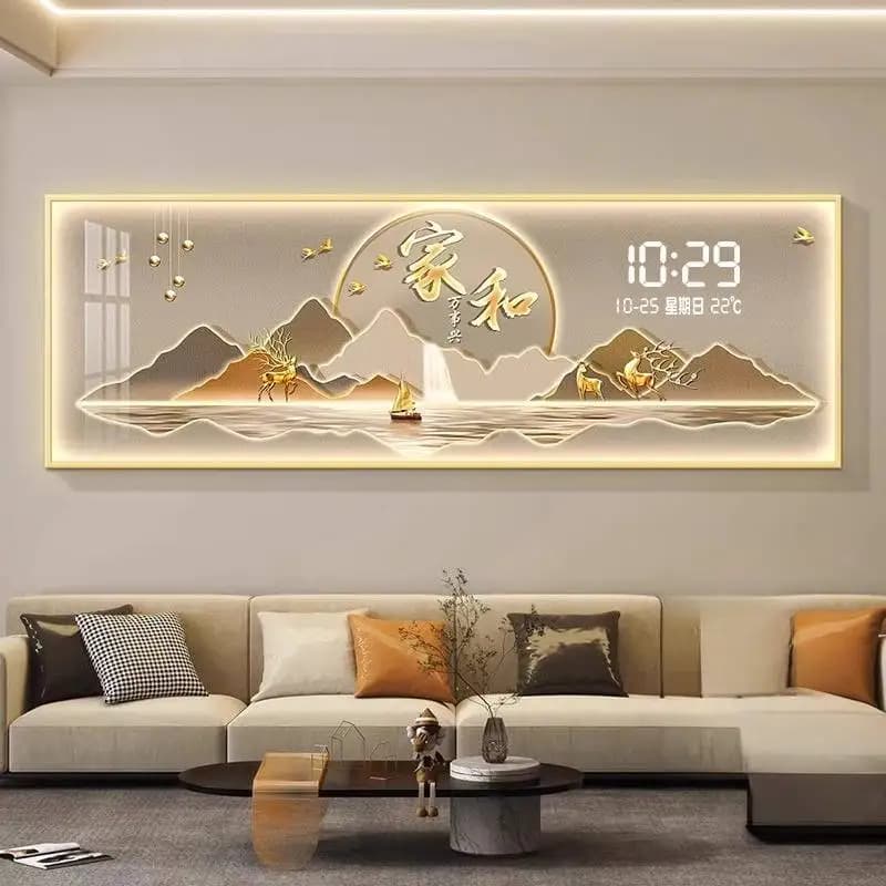 Elegante orologio da parete in oro alla moda, design quadrato, soggiorno, orologio da parete digitale, design estetico, orologi murali, decorazioni per la casa