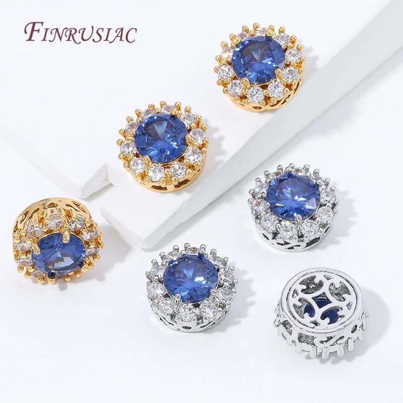 Perline distanziatrici a forma di luna placcate oro 18 carati, perline a forma di luna crescente intarsiate con zirconi per la creazione di gioielli fai da te, collane di perle e bracciali.