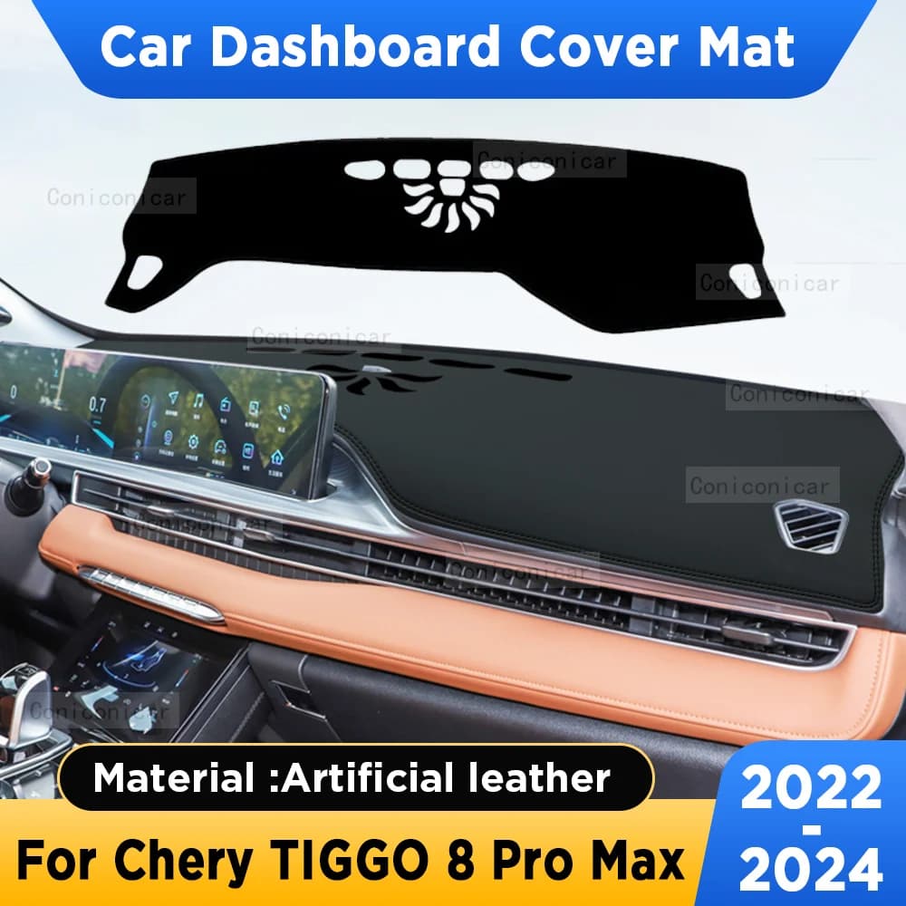 Per Chery Tiggo 8 PRO Max 2022-2024 Auto Cruscotto Copertura Zerbino Parasole In Pelle Artificiale Pad Tappeti Tappeto Protezione Accessori