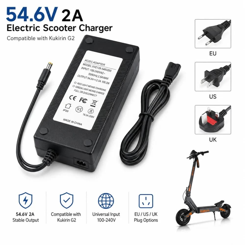54.6V2A High-quality Stable Output Charger Suitable for Kukirin G2 Electric Scooter Power Adapter Original Replacement Part