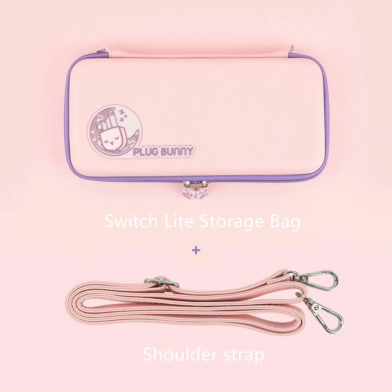 Custodia da viaggio GeekShare Pink compatibile con Nintendo Switch Lite Storage Bag con 8 slot per schede di gioco, Plug Bunny