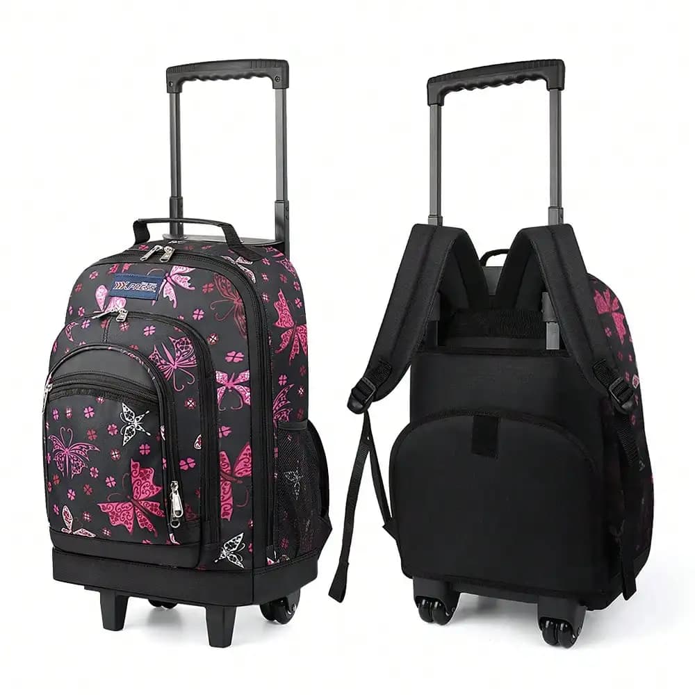 2 In 1 Carry On Travel Backpack 20" Rolling Backpack For Women Men With Wheels & Telescopic Handle For Work Weekend School & Short Trips