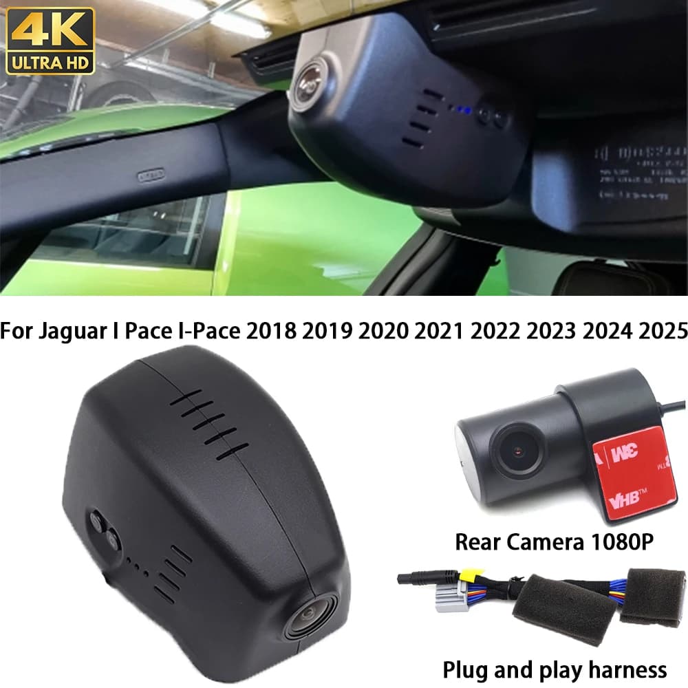 For Jaguar I Pace 2018 2019 2020 2021 2022 2023 4K Dash Cam Front Camera Rear DVR Plug and Play Video Converter Wifi 2160P