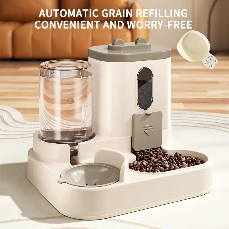Distributore Automatico 2 in 1 di Cibo e Acqua per Gatti, Ciotola per Cani, Bottiglia d'Acqua, Prodotto per Animali Domestici, Ciotola Automatica per Gatti