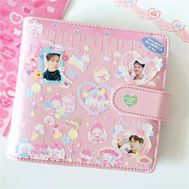 A7 Square Macaron Pink PU Leather raccoglitore fai da te copertina del taccuino diario Agenda Planner copertina di carta cancelleria scolastica