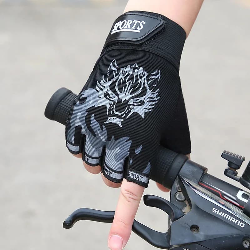 Fashionable printed half finger gloves Unisex cycling fitness gloves for outdoor sports Adjustable breathable gloves