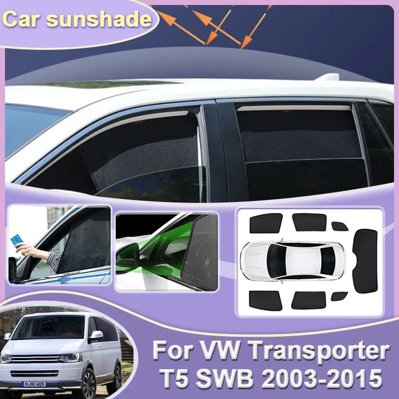 Auto Mesh Sunset for VW Transporter T5 Accessories Multivan Caravelle SWB 2003-2015 Sunbed Covers Solar Protection Window visor