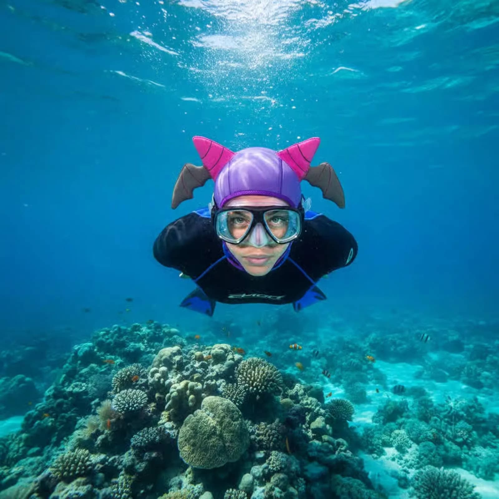 Cuffia da Nuoto Termica a Tema Cartone Animato con Protezione per le Orecchie, Compatibile con Snorkel, Durevole e Flessibile, Attrezzatura per Sport Acquatici