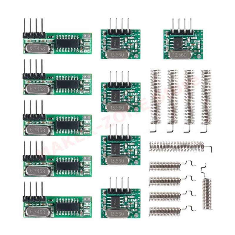 5 set for transmitter module and wireless receiver RF Raspberry Pi 433 MHz + RF 433 MHz spring antenna kit for Arduino