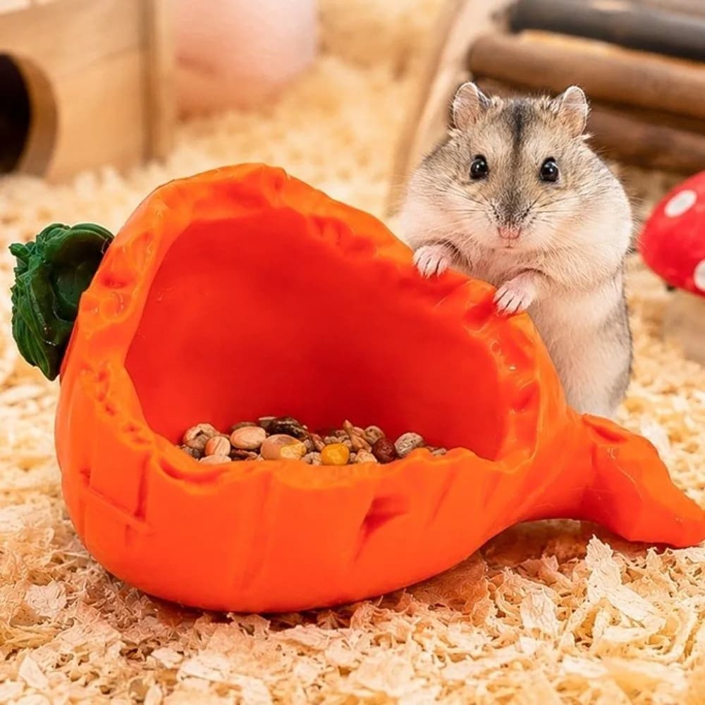 Cute 3D Printing Hamster Food Bowl Plastic Anti-Planing Pet Feeding Bowl Carrot Shaped Hamster Water Bowl Cage Accessory