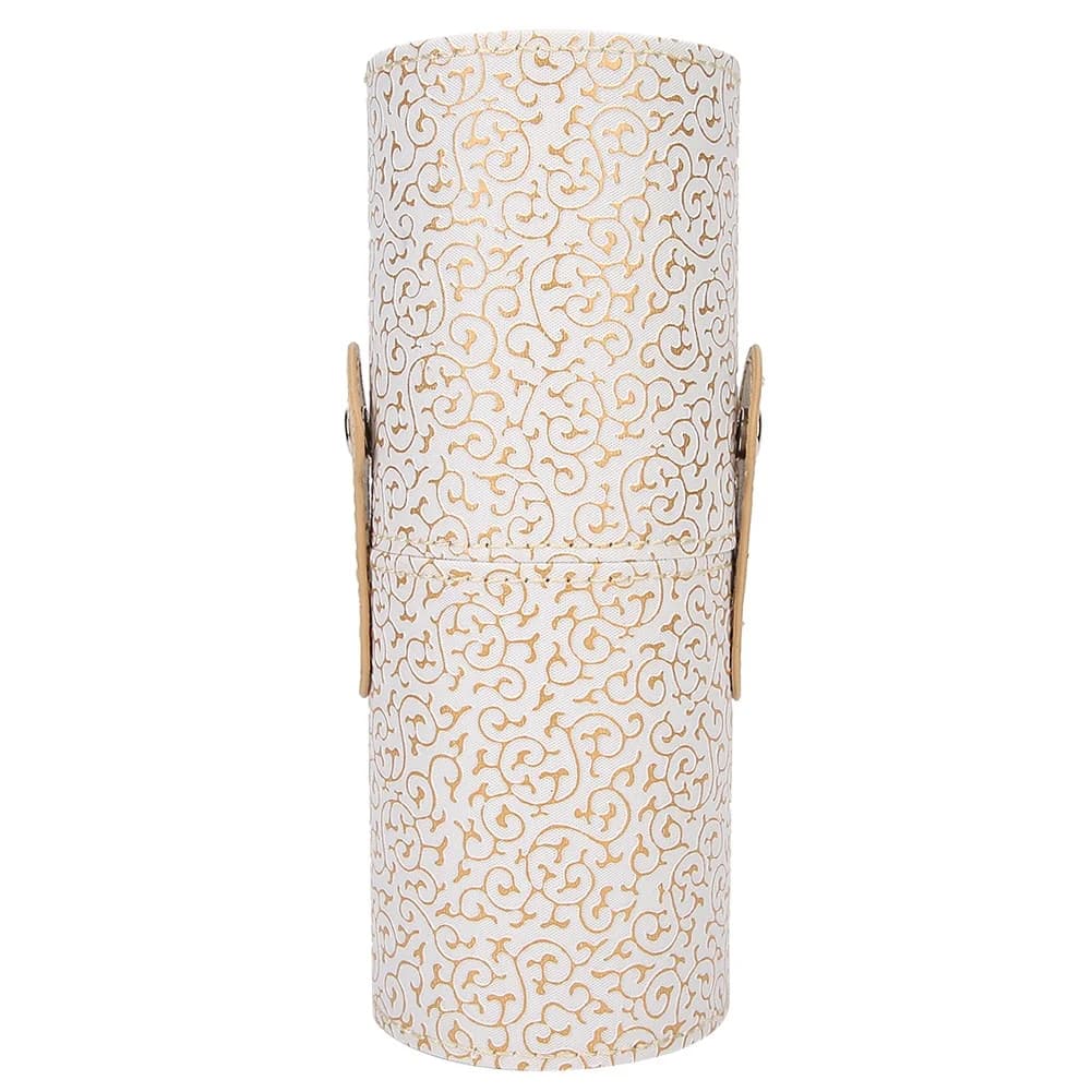Portable PU Leather Makeup Brush Cup Tube Holder Travel Cosmetic Container ToolApricot