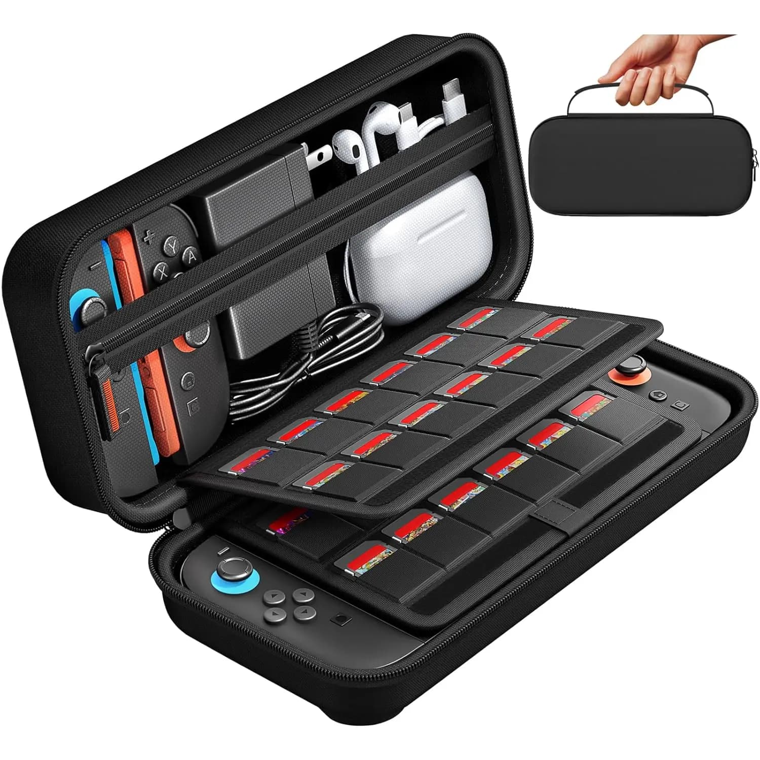 Custodia protettiva per NS Switch 2 con slot per carte da gioco Borsa EVA portatile Spazio di archiviazione per accessori NS Switch 2